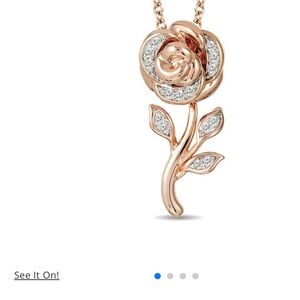 FLASH SALE—- Disney Gold and Diamond Rose Pendant Necklace